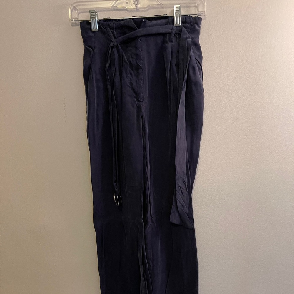 Lovestitch Navy Wide Leg Pants With Belt